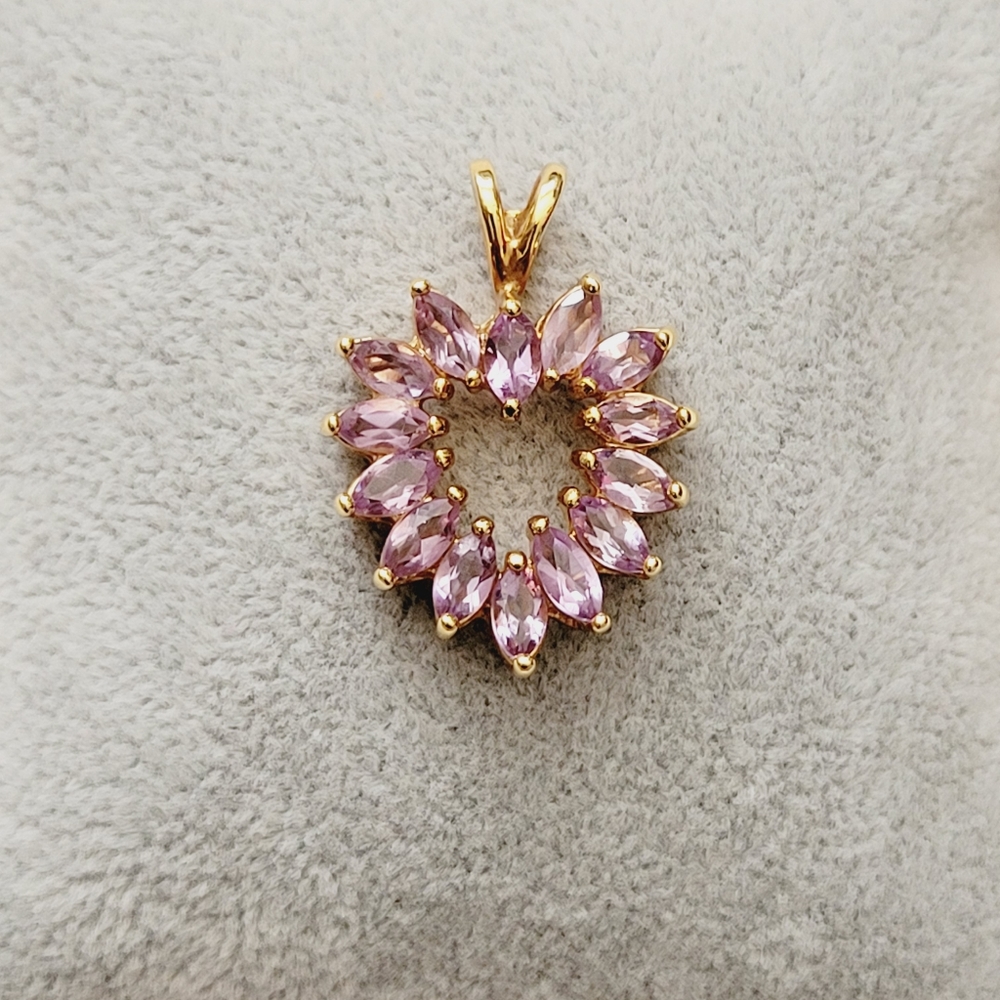 Gold Plated Amethyst Heart Pendant - Picture 3 of 9